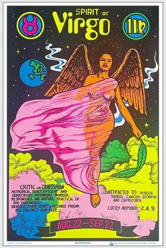 Vista 9 de Scorpio Posters Signo del zodiaco de Virgo - Flocado - Póster de luz negra - 23 x 35 pulgadas