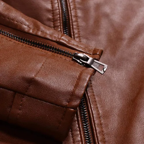 Vista 7 de Chaqueta deportiva para hombre, gabardina de lana personalizada para invierno, casual, cuello alto, chaqueta de cuero