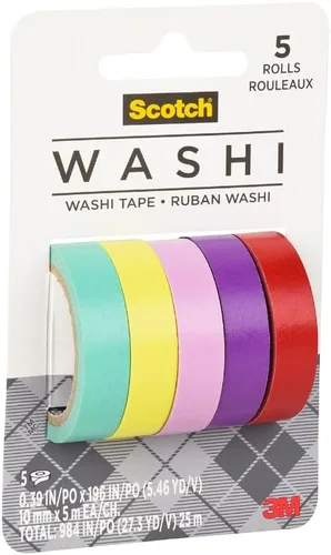 Vista 3 de Scotch Cinta washi, diseño tropical, 5 rollos, ideal para diario de viñetas, álbumes de recortes y decoración de bricolaje (C1017-5-P2)