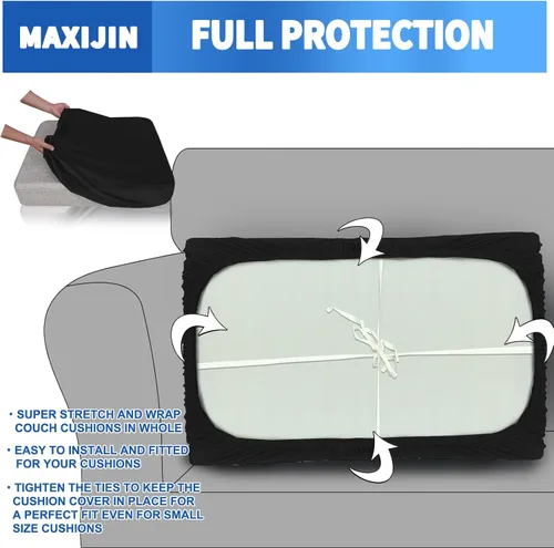 Vista 4 de MAXIJIN Fundas de cojín elásticas de terciopelo para sofá, funda de cojín suave de repuesto para sofá de dos plazas, protector de asiento