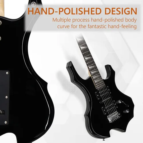 Vista 5 de Kit de guitarra eléctrica de diseño Burning Fire de Ktaxon, juego de guitarra para principiantes de 36 pulgadas HSH con amplificador, diapasón