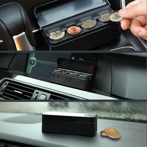 Vista 3 de Organizador portátil de monedas para automóvil, caja de almacenamiento de monedas para automóvil, organizador de cambio de monedas, dispensador