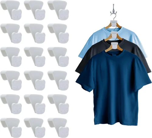 Vista 9 de Ganchos para colgar en el armario, paquete de 90 ganchos resistentes con triple cascada, ganchos de conector para colgar ropa, extensor de plástico