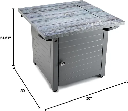 Vista 13 de Mesa de fuego cuadrada de gas Relax Gray de 30 pulgadas