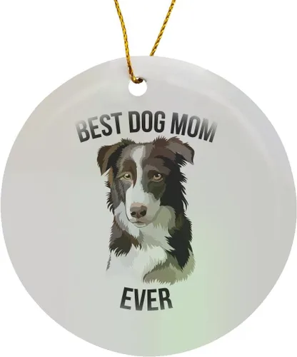 Vista 8 de Adorno de porcelana de copo de nieve de 3 pulgadas - Las mejores ilustraciones de Border Collie Dog Mom Ever