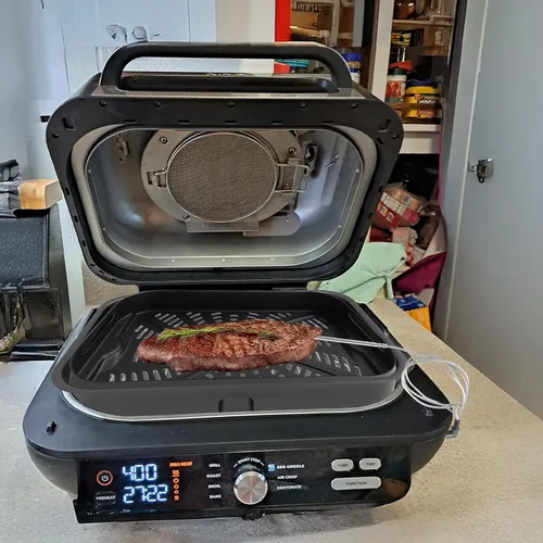 Vista 7 de Foodi XL Grill Combo cesta para verduras y sonda de carne para Ninja FG551/FG550 Foodi XL Grill, cesta antiadherente para freidora de aire Ninja