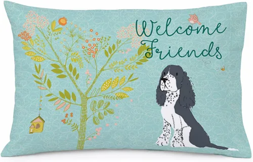 Vista 87 de Caroline's Treasures BB7625PILLOWCASE - Funda de almohada decorativa de tela con texto en inglés "Welcome Friends" Airedale Terrier estándar