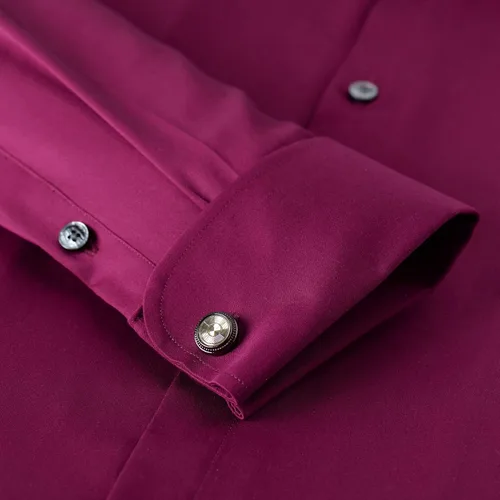 Vista 4 de Gollnwe Camisa de vestir elástica de bambú para hombre con puños franceses