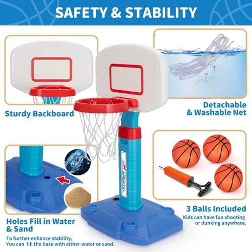 Vista 6 de Aro de Baloncesto para Niños Pequeños de Interior para Edades 1-3, Aros de Baloncesto Ajustables para Niños, Mini Aro de Baloncesto con 3 Pelotas