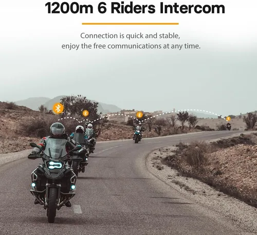Vista 2 de FreedConn Casco de motocicleta Bluetooth auricular intercomunicador con música compartida, universal FG 3,937.0 ft 6 vías sistemas de comunicación