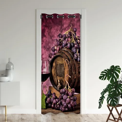 Vista 12 de Cortinas opacas románticas rústicas para puerta de vino de uva de granja para puertas de entrada, cortina opaca romántica para armario de dormitorio