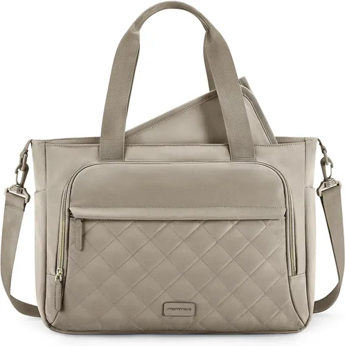Vista 7 de Mommore Bolso para pañales pequeño con bolsillos aislados, bolso ligero de maternidad con correas para cochecito, para enfermera, gimnasio, viaje