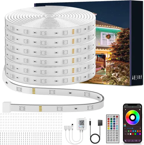 Vista 7 de Ledagic Tira de luces LED de neón RGB de 32.8 pies con aplicación, control remoto, tira de luz de neón impermeable IP65 para interiores