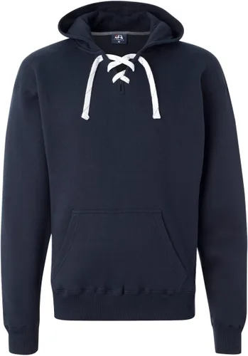 Vista 4 de J. America NCAA Sudadera deportiva con cordones y capucha para hombre Ceniza jaspeado