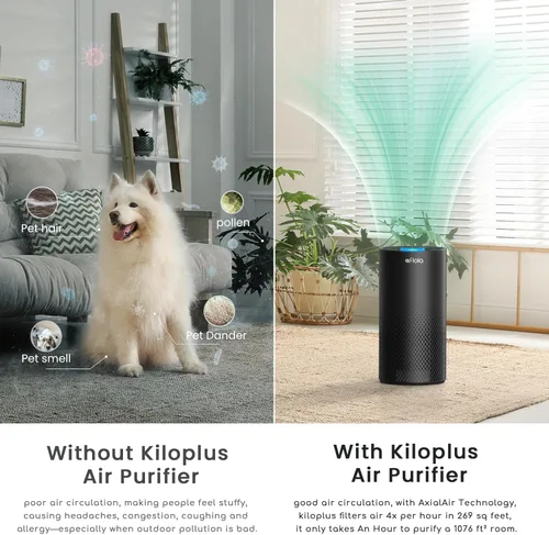 Vista 4 de Afloia Purificadores de aire para dormitorio, hogar, habitación grande, Wi-Fi de 2.4 GHz, filtro inteligente 3 en 1, purificadores de aire
