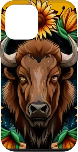 Vista 16 de American Bison with Sunflower Wreath Kansas State Tattoo Art Case for iPhone XR