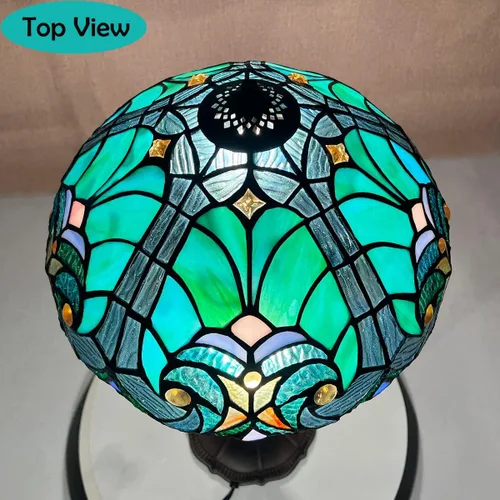 Vista 4 de Tiffany - Pantalla de repuesto para lámpara de 12 pulgadas de estilo victoriano, pantalla de repuesto para mesa, escritorio, ventilador de techo