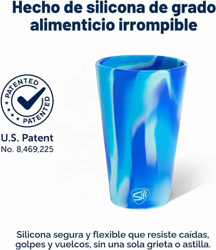 Vista 3 de Silipint Vaso de pinta de silicona de 16 oz – Vaso de silicona reutilizable irrompible sin BPA – Flexible apto para lavavajillas, microondas