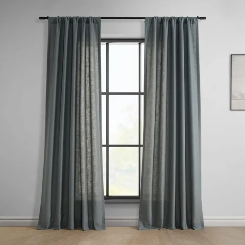 Vista 16 de HPD Half Price Drapes Cortinas clásicas de lino sintético semitransparentes para sala de estar (1 panel) que filtran la luz de 96 pulgadas de largo