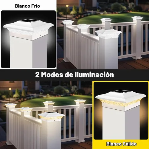 Vista 4 de T-SUN Luces de Tapa de Poste 4x4 Paquete de 6 para Cerca de Vinilo/Madera, Exterior Impermeable Blanco Cálido y Frío, Luces Solares de Poste