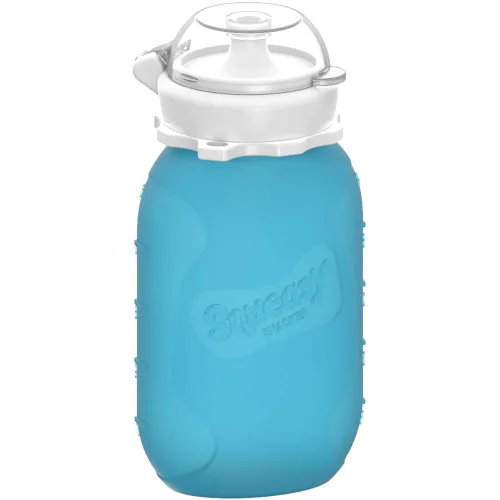 Vista 22 de Aqua 3.5 oz Squeasy Snacker - Bolsa de comida reutilizable de silicona a prueba de derrames - para alimentos blandos y líquidos - Agua, salsa