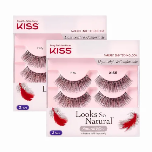 Vista 11 de KISS Looks So Natural - Pestañas postizas, ligeras y cómodas, tecnología de extremo ahusado, reutilizables, libres de crueldad, compatibles