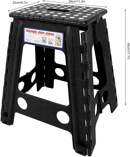 Vista 4 de Taburete de plástico Taburete plegable portátil para pesca de senderismo interior (negro)