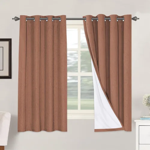 Vista 202 de H.VERSAILTEX Cortinas 100% opacas con aislamiento térmico, texturizadas, de lino, con bloqueo completo de calor y luz, para sala de estar y Negro
