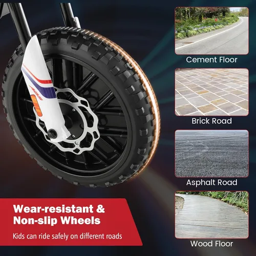 Vista 8 de INFANS Motocicleta para niños de 12 V, con licencia Aprilia RX125, motocicleta de montar para niños pequeños con ruedas de entrenamiento, suspensión