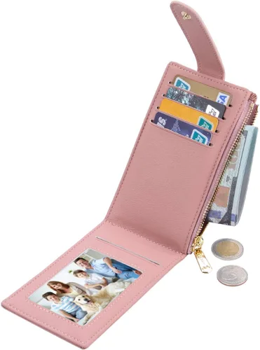 Vista 3 de CYANB RFID titular de la tarjeta de la cartera para las mujeres delgadas de la cremallera de la tarjeta de los casos de los organizadores