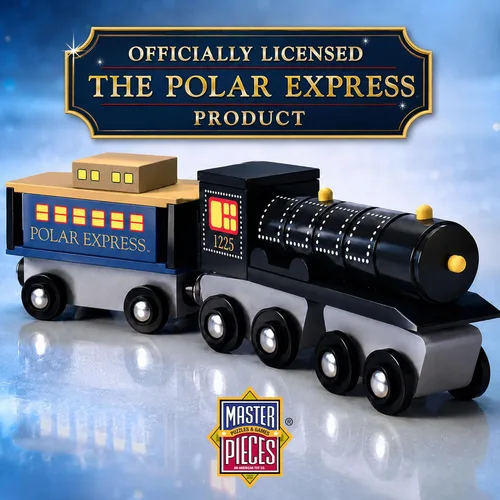 Vista 3 de MasterPieces The Polar Express Train – Juego de Motor y Furgón de Cola de Madera Edición de Coleccionista de 2 Piezas – Conexión Magnética