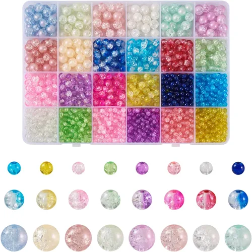 Vista 14 de Craftdady - 500 piezas de cuentas de vidrio redondas de 4 mm esmeriladas transparentes con cristal mate. Cuentas de vidrio esféricas pequeñas y 20