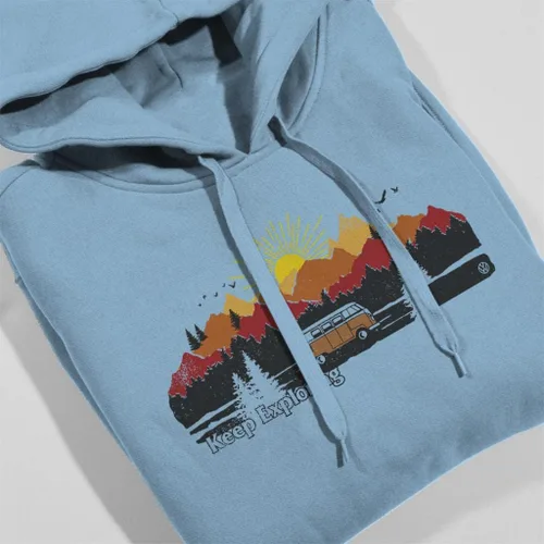 Vista 4 de Volkswagen Camper Keep Exploring Sunrise in The Mountains - Sudadera con capucha para hombre