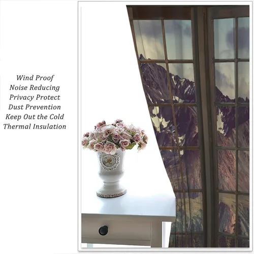 Vista 87 de Cortinas de paisaje, ventana 3D, primavera, bosque, vida silvestre, paisajes de naturaleza, dormitorio, sala de estar, cortinas térmicas opacas de 2