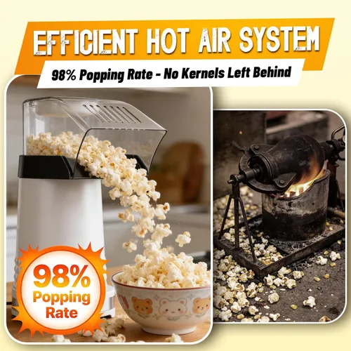 Vista 4 de 1200W Hot Air Popcorn Popper ETL Certified – Oil-Free Healthy Popcorn Maker Machine with 4.5 Quart Large Capacity, 2-Minute Fast Electric Popcorn