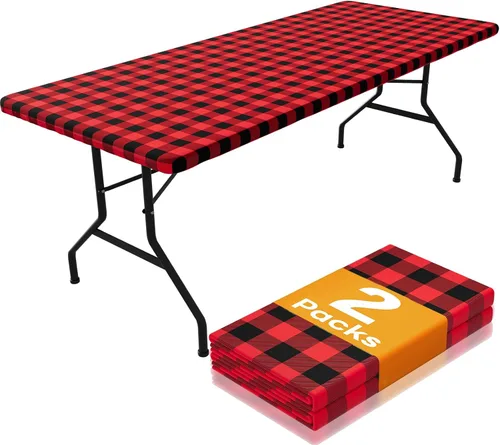 Vista 11 de Smiry Mantel de Mesa de Picnic Paquete de 2, Manteles Ajustables Elásticos Impermeables para Mesas Rectangulares de 18 x 72 pulgadas, Mantel