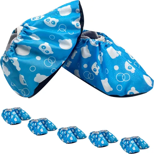 Vista 9 de 5 pares de fundas para zapatos para niños, reutilizables, antideslizantes, lavables, a prueba de polvo, duraderas, cubiertas para botas impermeables