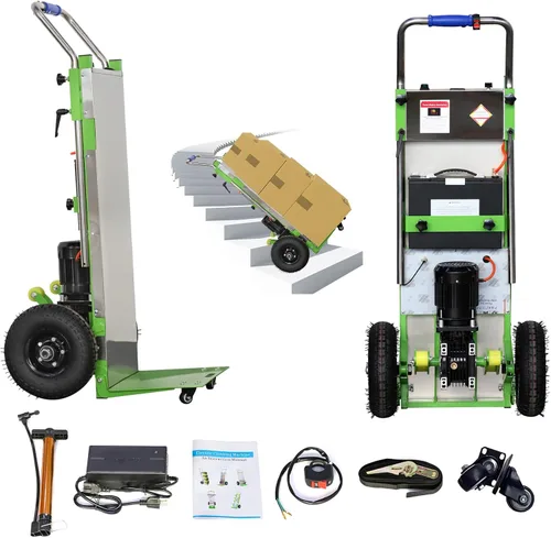 Vista 11 de Camiones de mano eléctricos para escaleras, 1200 W, carretillas de mano eléctricas para escalar, carrito de mano para mudanza, capacidad de 880 Negro