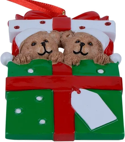Vista 7 de Adornos de Navidad familiares personalizados 2023 – Adorno de Navidad de familia de 2 osos – Decoración de árbol de caja de regalo de oso