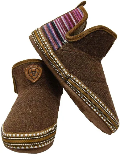 Vista 2 de ARIAT Pantuflas para mujer, cálidas, suaves, de mezcla de acrílicolana, parte superior de goma para interiores y exteriores, Appaloosa