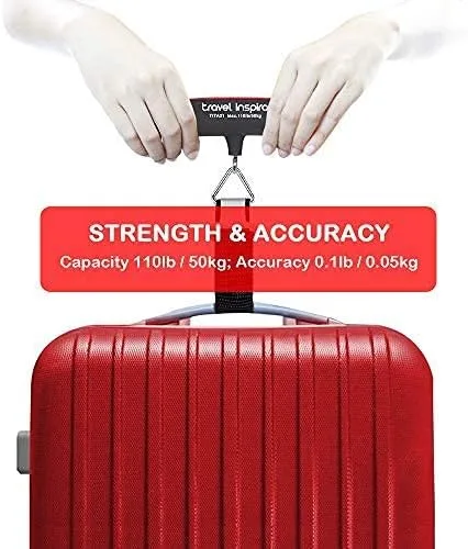 Vista 3 de travel inspira Báscula de equipaje, báscula digital portátil de equipaje para viajes, báscula de peso de maleta con pintura de goma, sensor