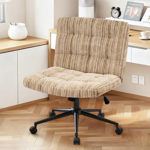 Vista 9 de Furnimart Silla de escritorio giratoria de 360° con tiras cruzadas, cojín extra grueso, silla de felpilla de alta calidad con patas cruzadas