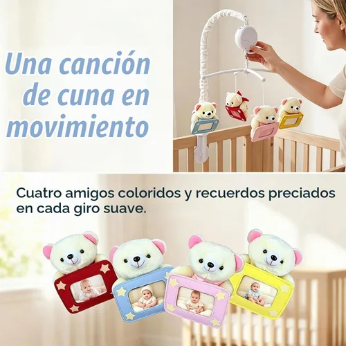 Vista 5 de Móvil para cuna de bebé con exhibición de fotos de bricolaje