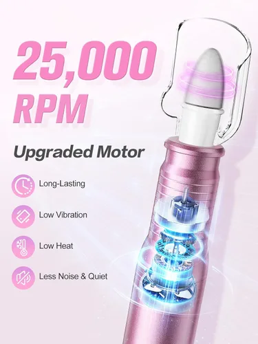 Vista 3 de Subay Kit profesional de manicura y pedicura, juego de taladro eléctrico para uñas con pantalla LED, 25000 RPM, 11 accesorios más 20 bandas