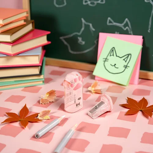 Vista 5 de Lindo sacapuntas de pata de gato, suministros kawaii, premio para estudiantes, regalo para niños, sacapuntas kawaii, suministros escolares