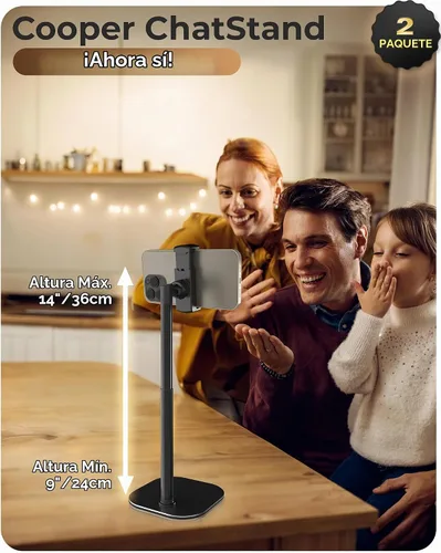 Vista 2 de COOPER ChatStand Sturdy Cell Phone Holder, iPhone Stand for Desk, Recording Todo negro