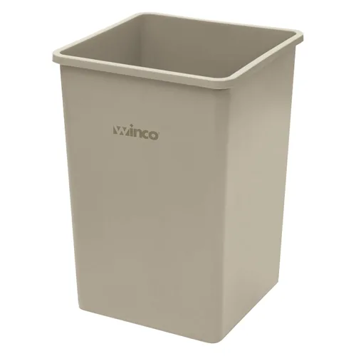 Vista 7 de Winco Papelera de plástico comercial cuadrada, 23 galones, color beige