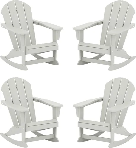 Vista 59 de WestinTrends Silla mecedora Malibu de poliéster para exterior/patio Adirondack, Negra