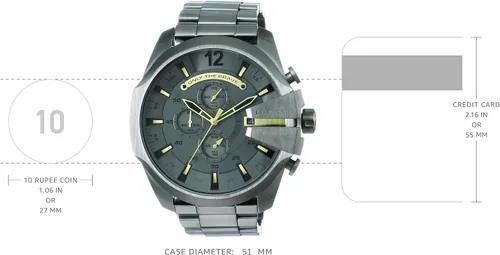 Vista 3 de Diesel Mega Chief - Reloj de cuarzo con cronógrafo de acero inoxidable para hombre