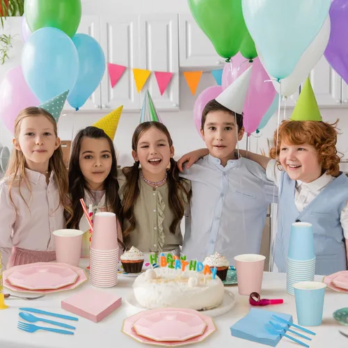 Vista 5 de Nitial 462 piezas de suministros para fiesta de revelación de género, vajilla para baby shower, niños o niñas, platos de revelación de género rosa